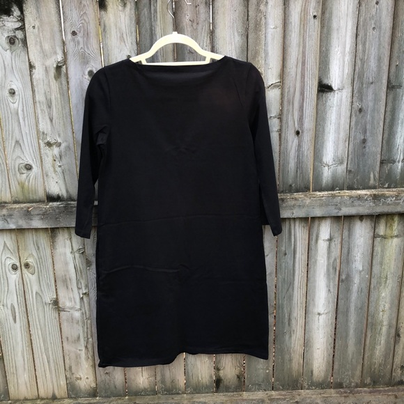 Garnet Hill Bateau Neck 3/4 sleeve dress black 4 - Picture 3 of 8